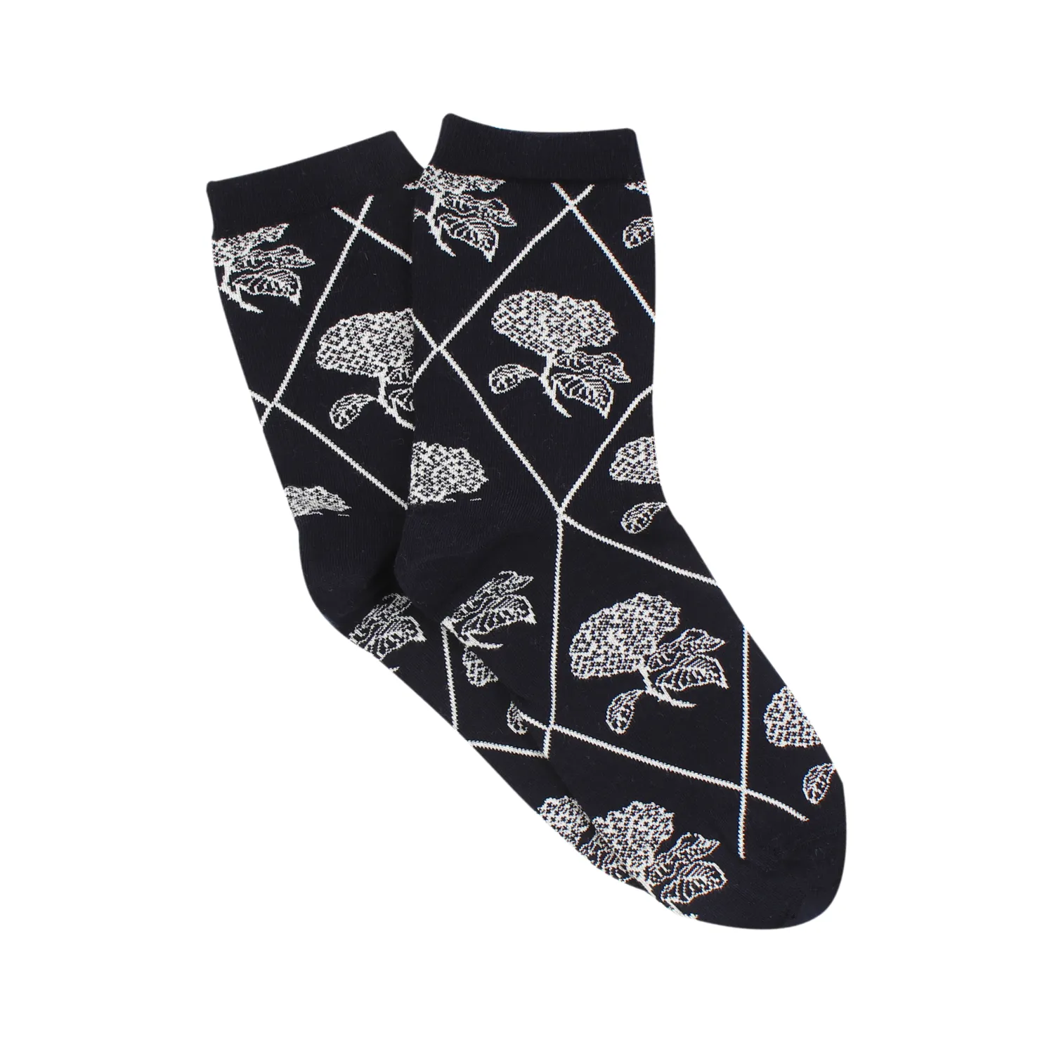 Women's Linear Hydrangea Cotton Socks