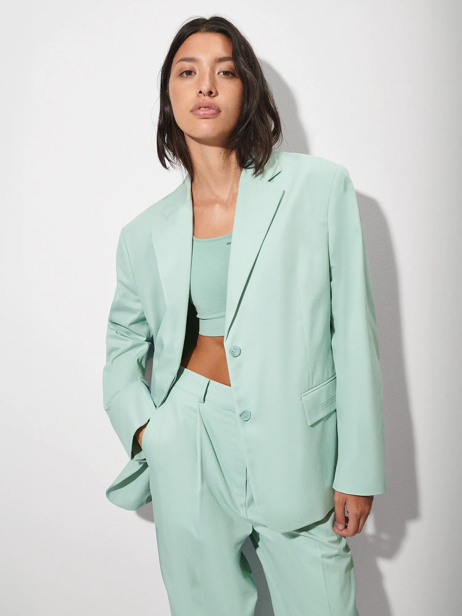 Women's Organic Cotton Oversized Tailored Blazer—Eucalyptus Blue