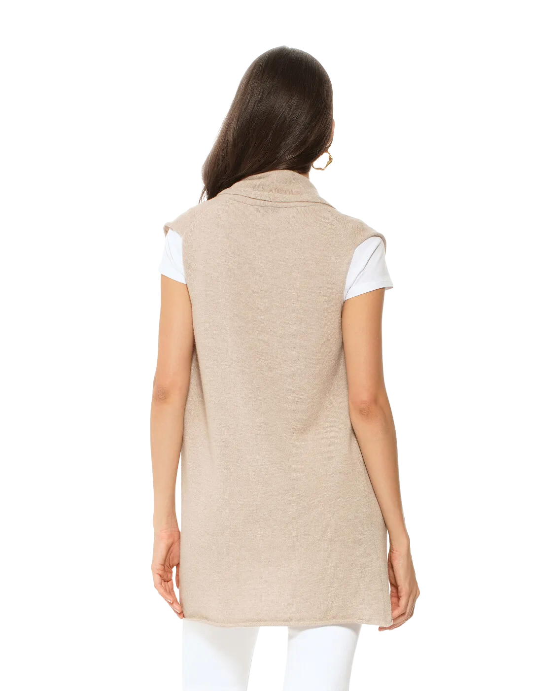 Women's Pure Cashmere Sleeveless Cardigan Beige