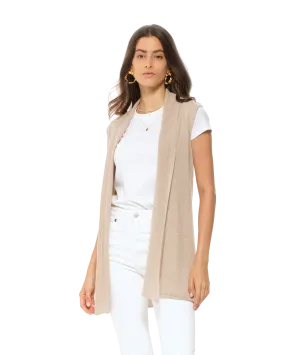 Women's Pure Cashmere Sleeveless Cardigan Beige