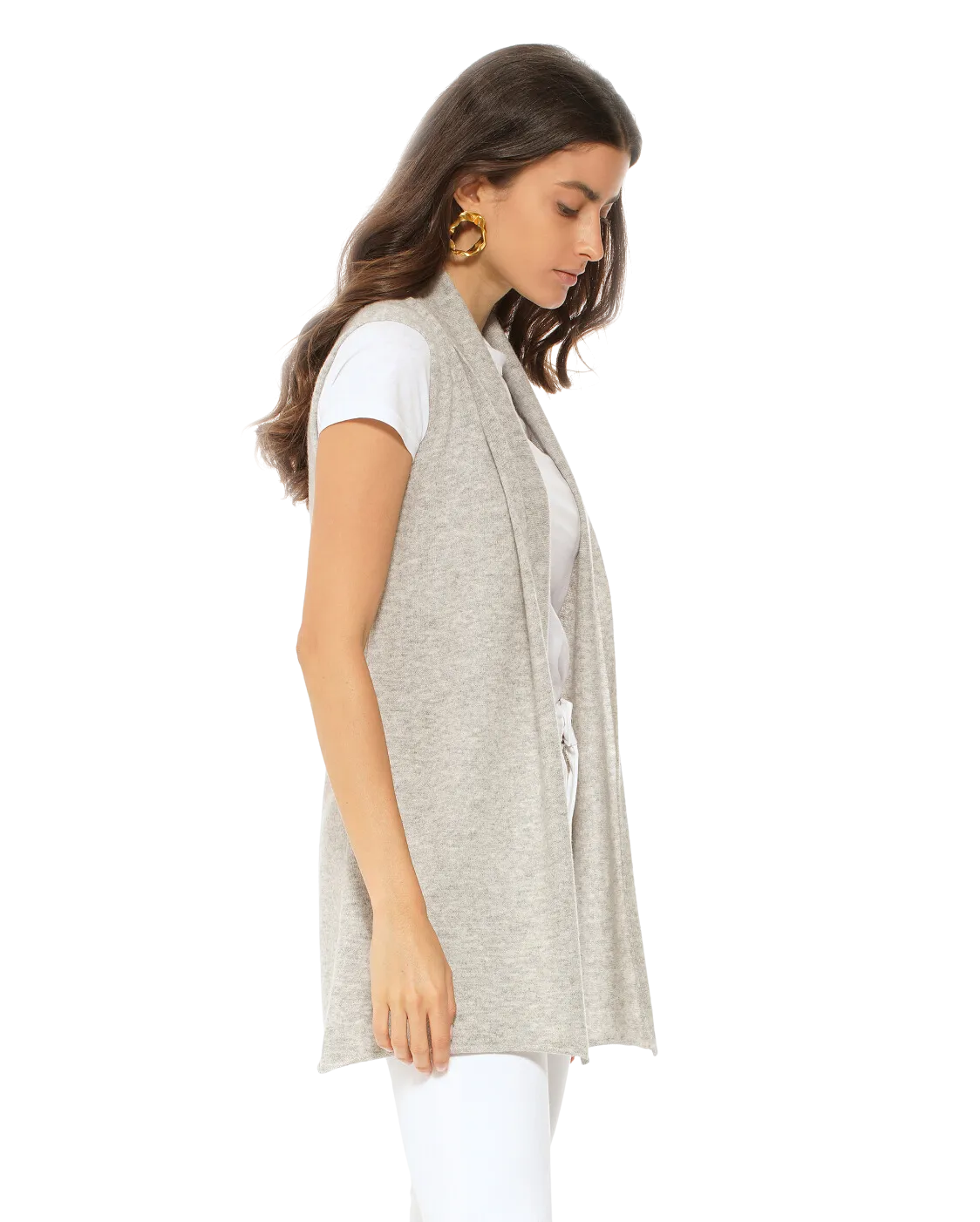 Women's Pure Cashmere Sleeveless Cardigan Light Grey