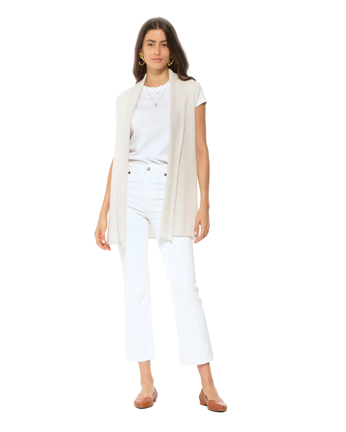 Women's Pure Cashmere Sleeveless Cardigan Off White