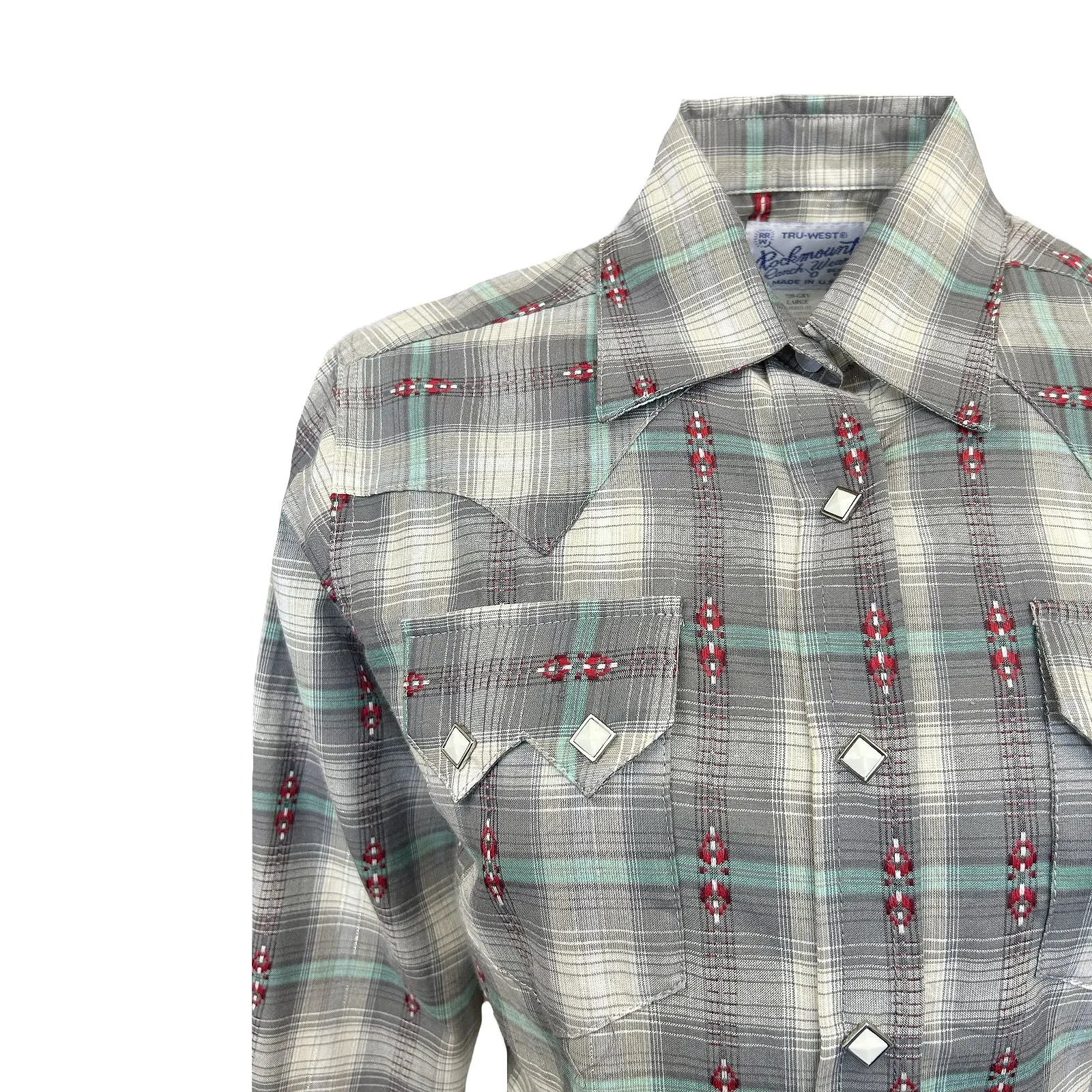 Women's Shadow Plaid Dobby Lurex Western Shirt in Grey