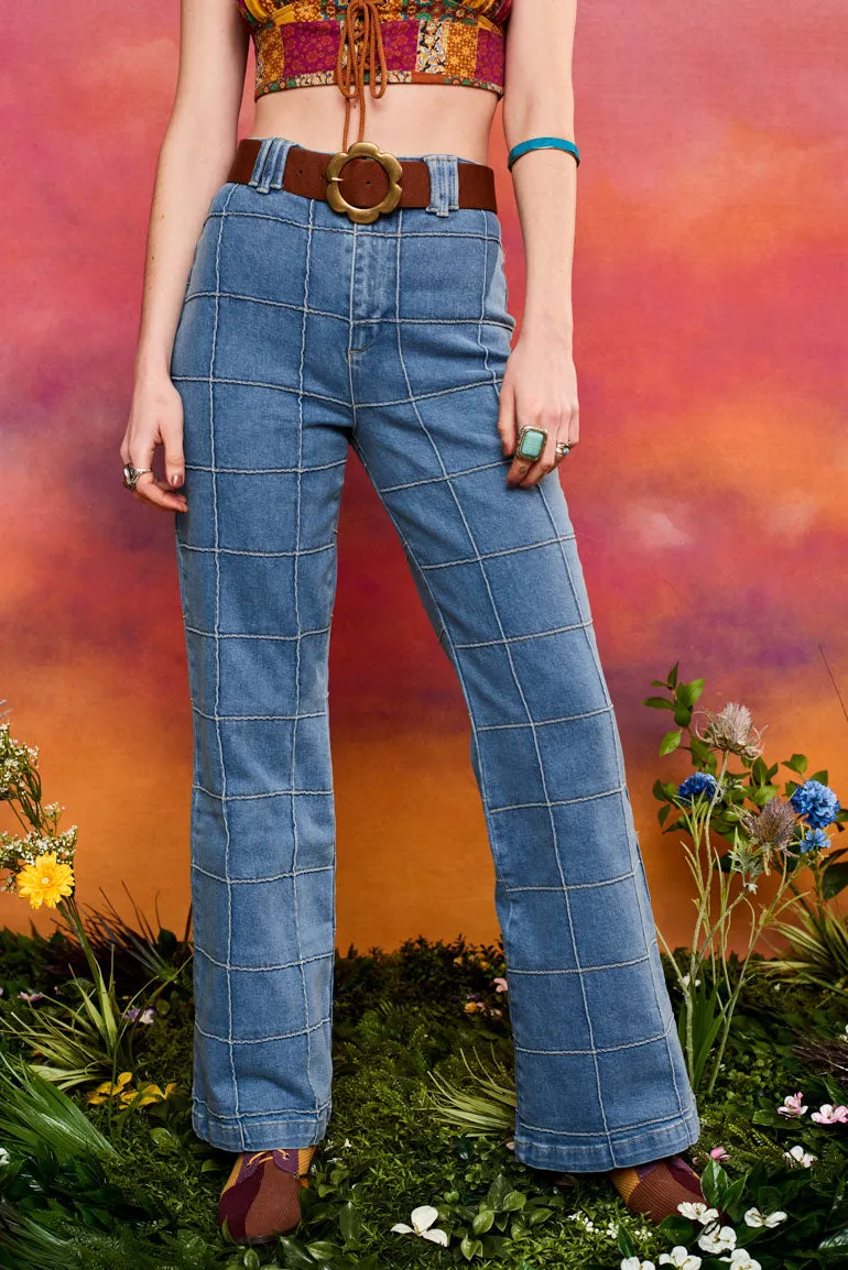 Woodstock Window Pane Denim Flares