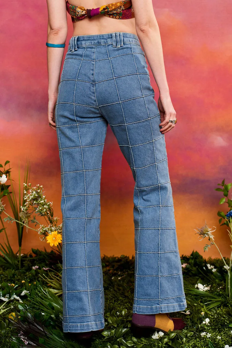 Woodstock Window Pane Denim Flares